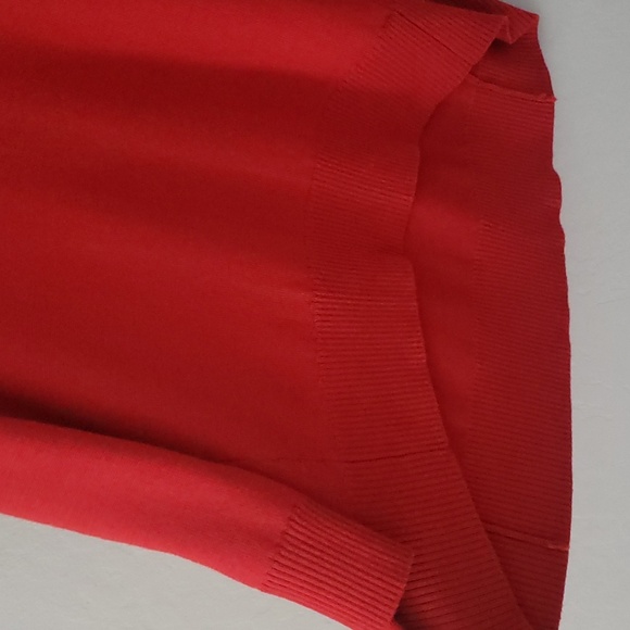 Eileen Fisher Mock Neck 100% Extra Fine Merino Wool Sweater Red Longer Oversized - Picture 9 of 16